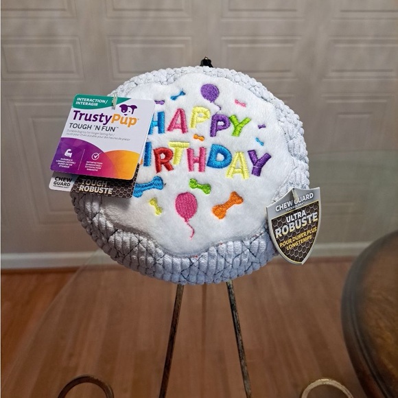Brand New Trusty Pup Happy Birthday Cake 7.5” Dog Toy With Squeaker. - Picture 2 of 4